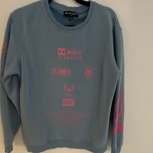 New Girl‎ Order Pullover Sweatshirt Blue Pink UK 10 Cotton Polyester Graphic